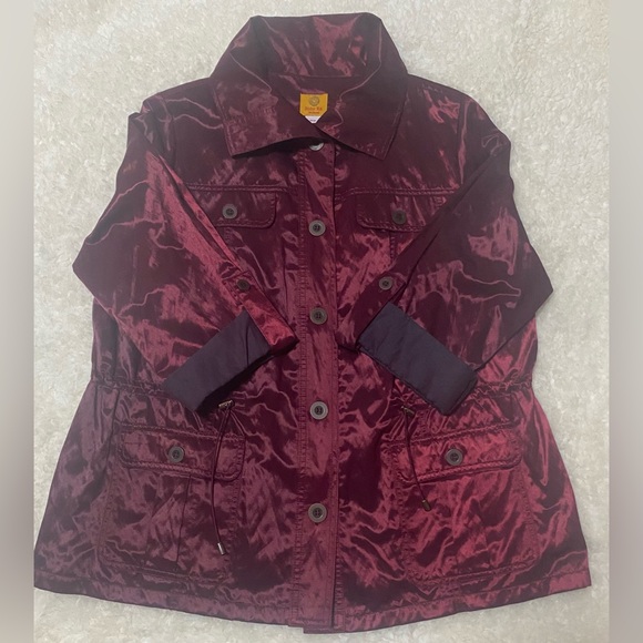Ruby Rd Metallic Cranberry Red, Button Front, Drawstring Waist Jacket..EC Sz 16W - Picture 2 of 14